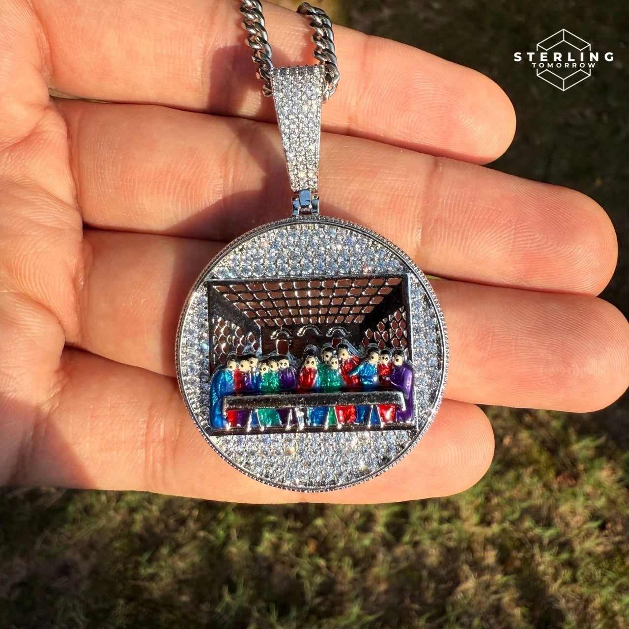 Last Supper 3D Iced Out Enamel Pendant