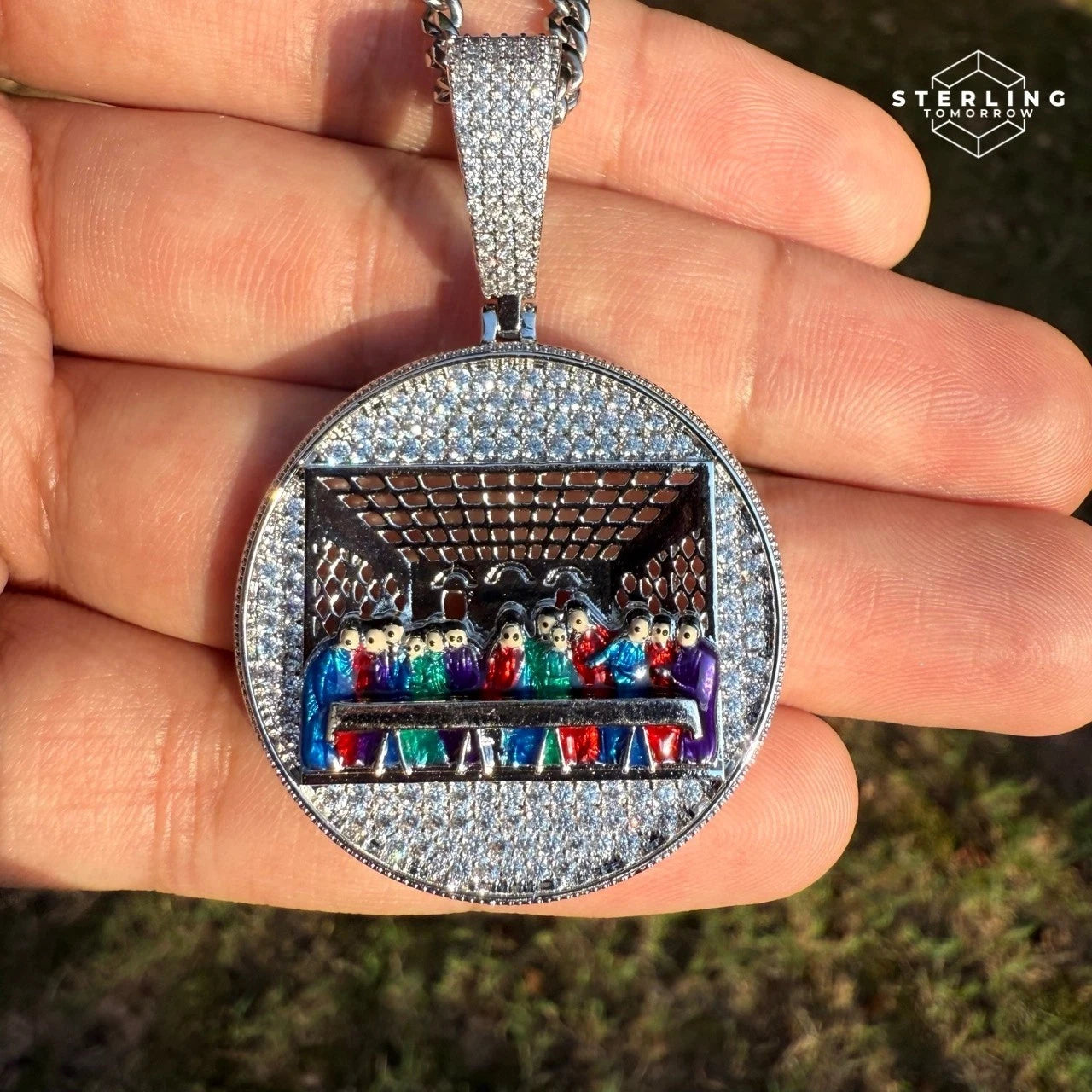 Last Supper 3D Iced Out Enamel Pendant