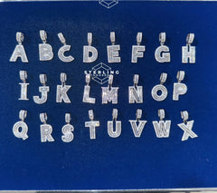 Baguette Initial Letter Pendants - 925 Silver