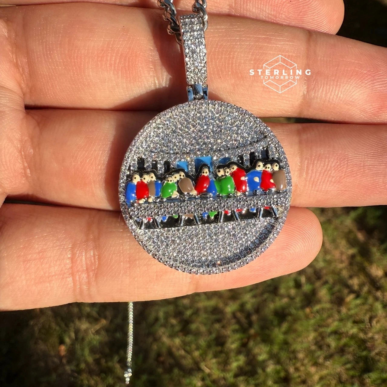 Last Supper Iced Out Enamel Pendant