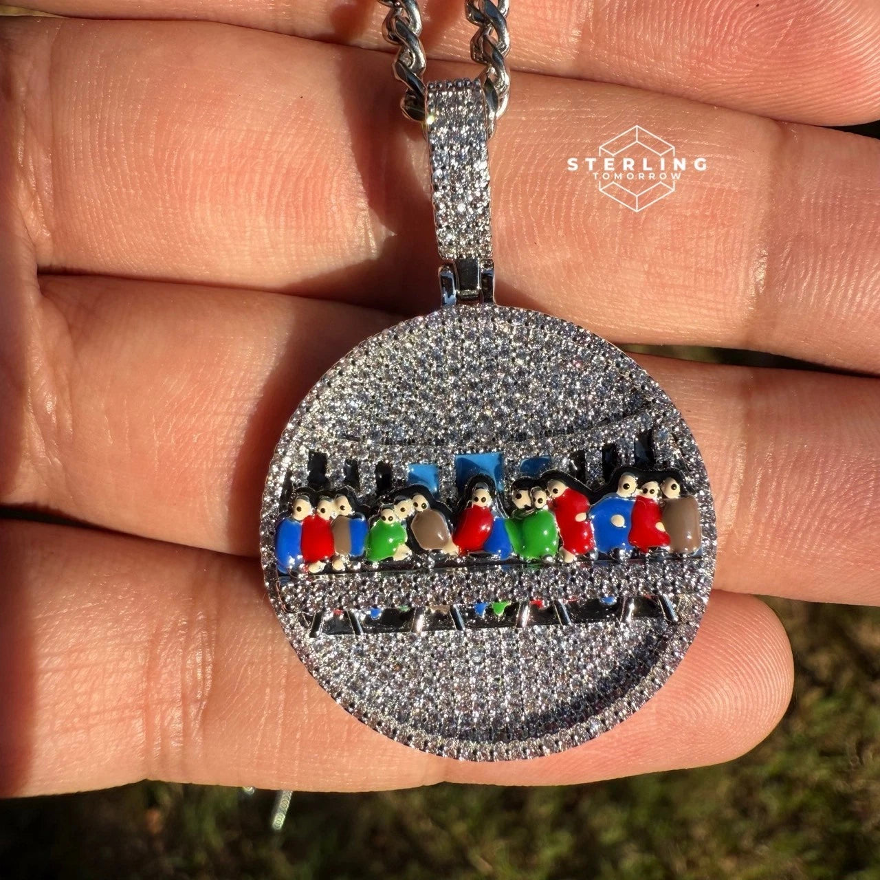 Last Supper Iced Out Enamel Pendant
