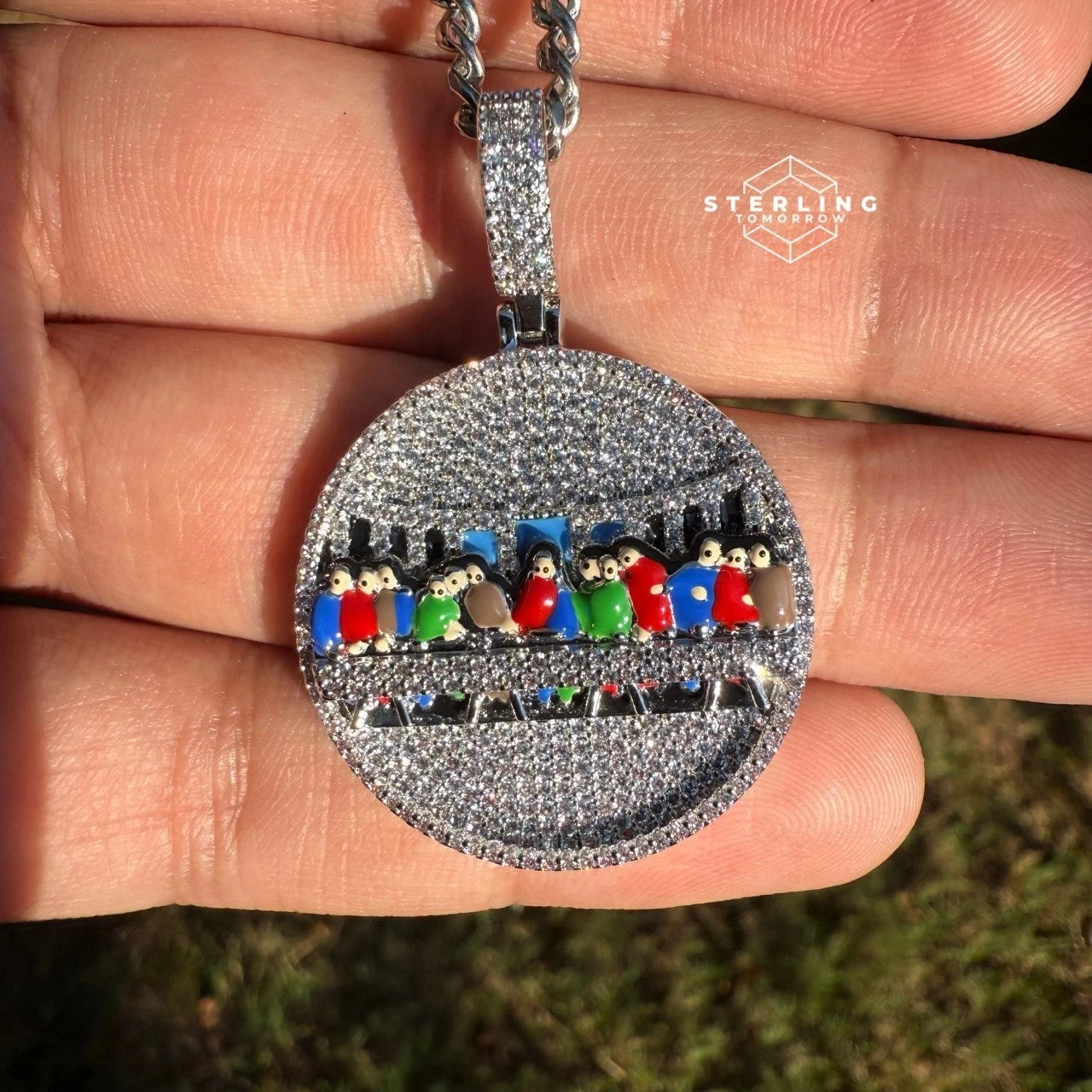 Last Supper Iced Out Enamel Pendant
