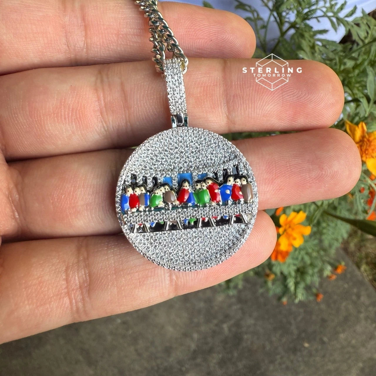 Last Supper Iced Out Enamel Pendant
