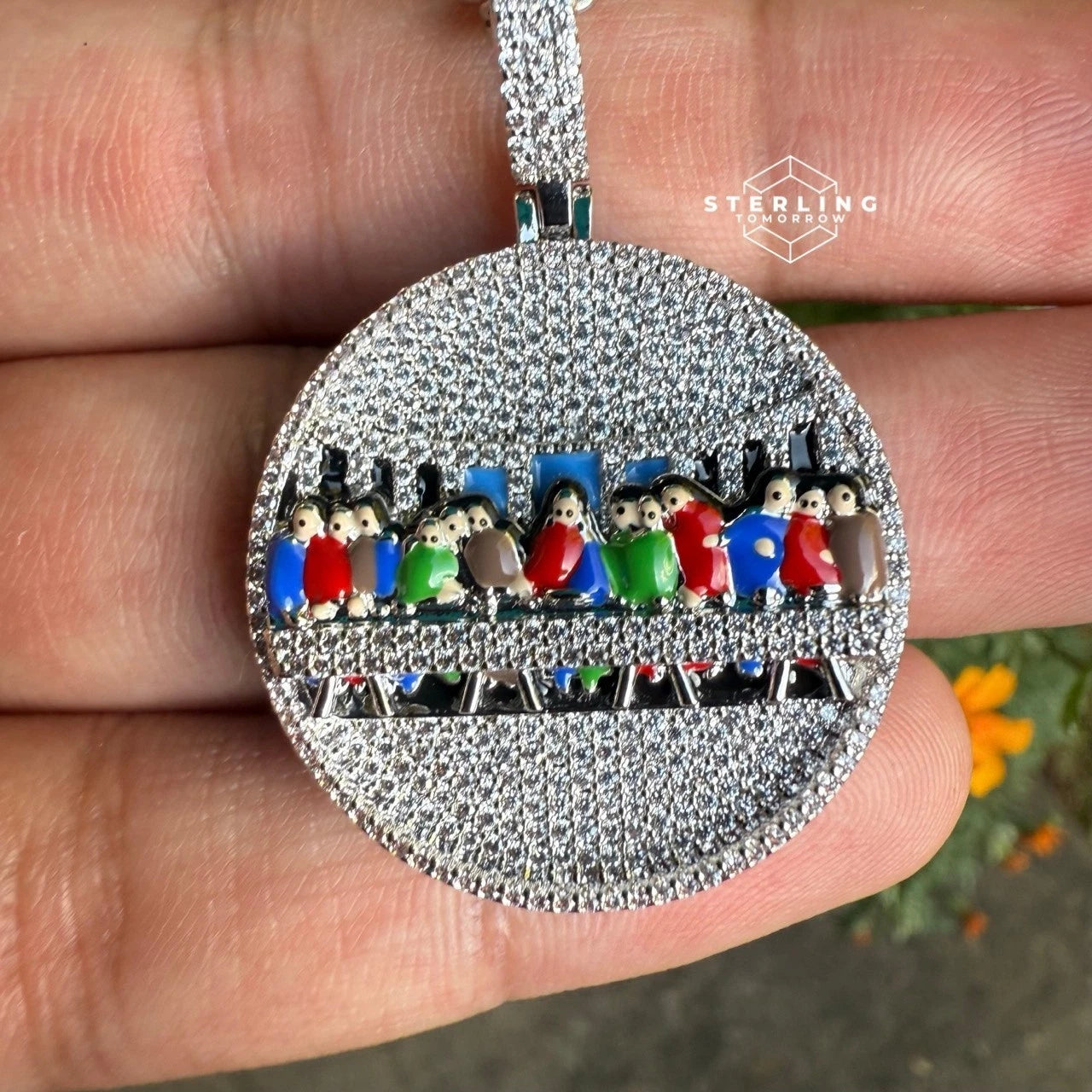 Last Supper Iced Out Enamel Pendant