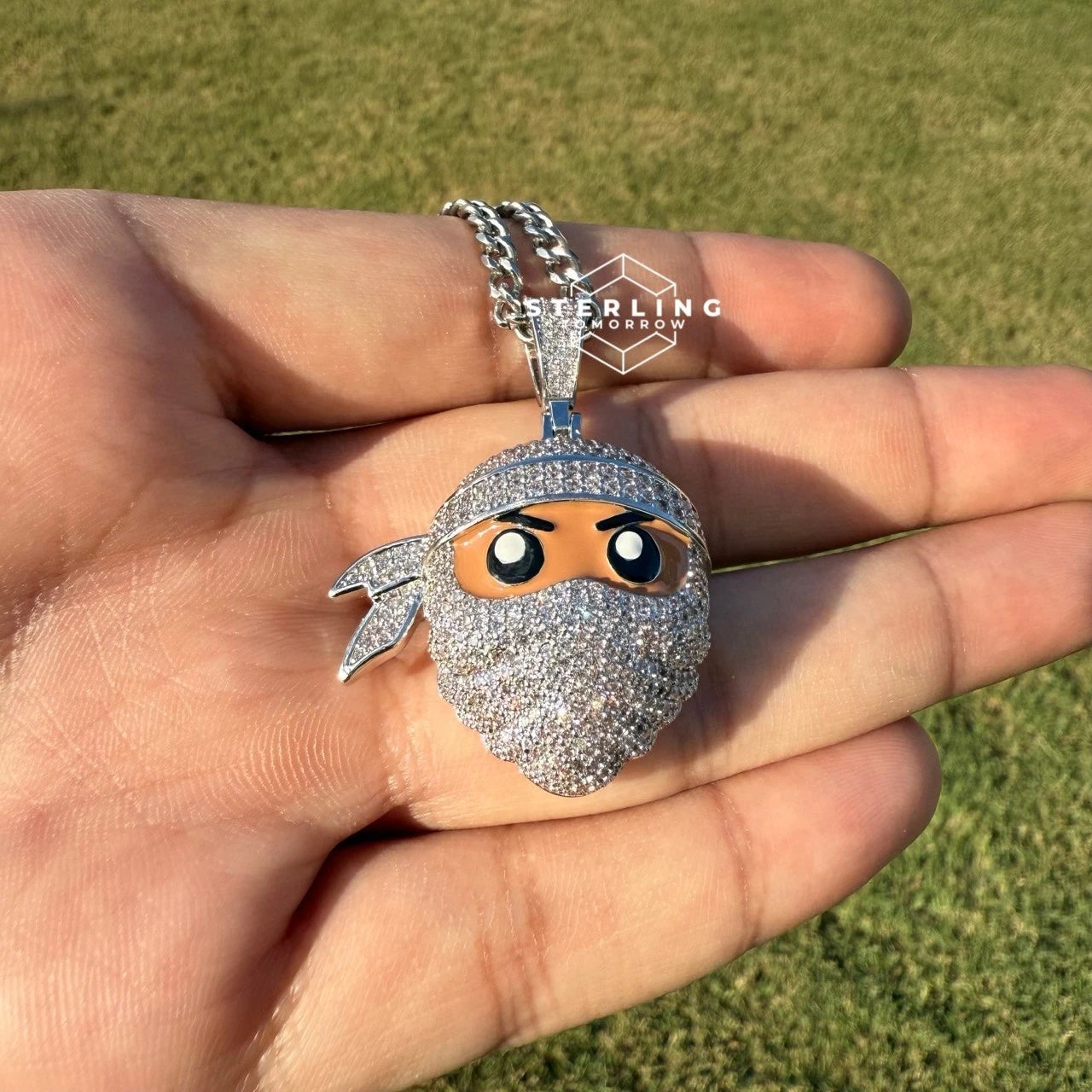 Ninja Iced Out Enamel Pendant