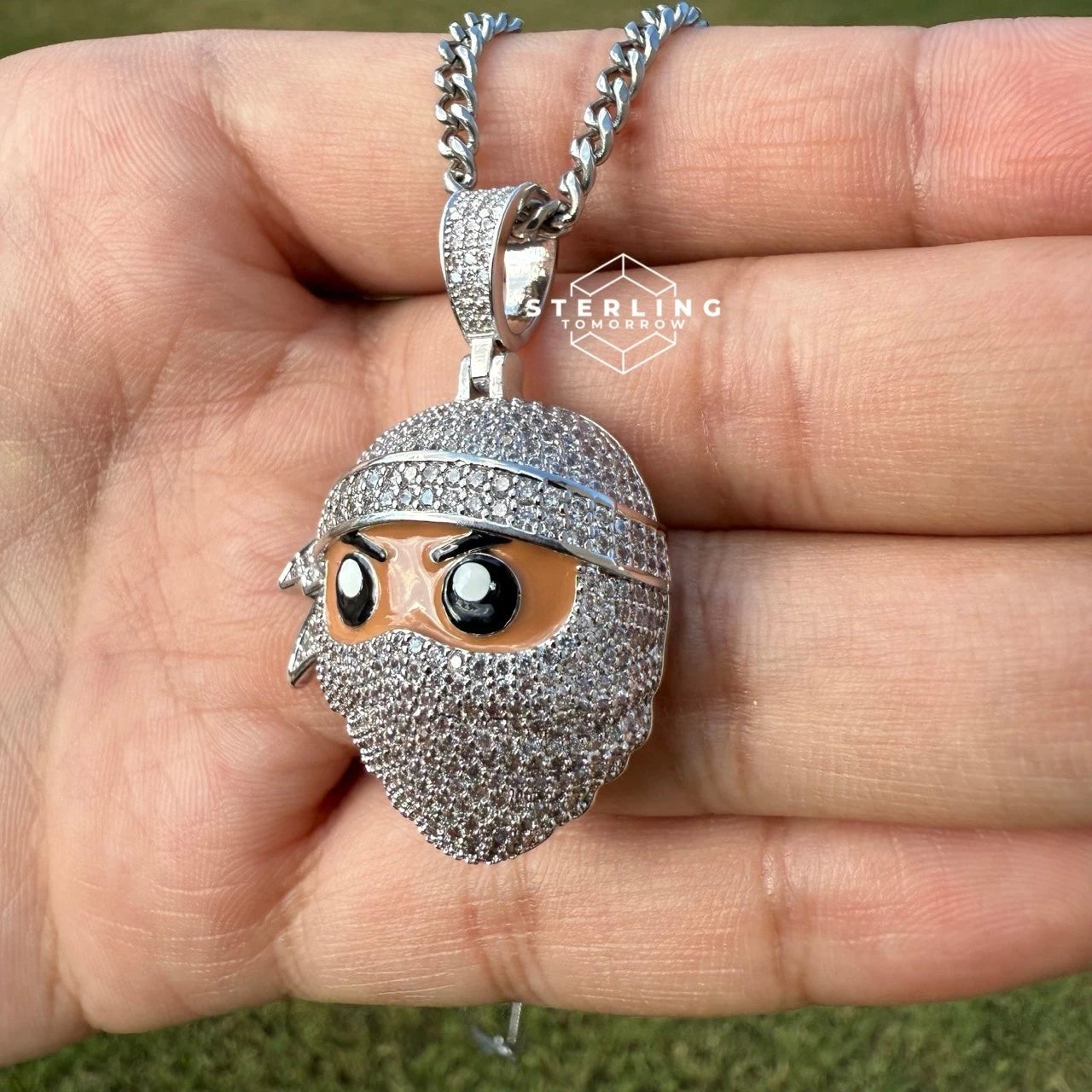 Ninja Iced Out Enamel Pendant