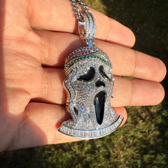 Ghost Horror Silver Tone Custom Baguette Pendant