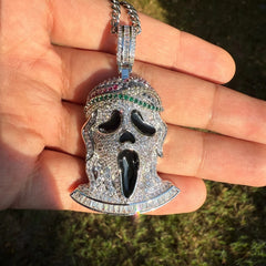 Ghost Horror Silver Tone Custom Baguette Pendant