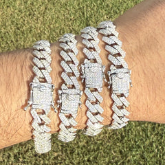 10mm Moissanite Cuban Prong Bracelet