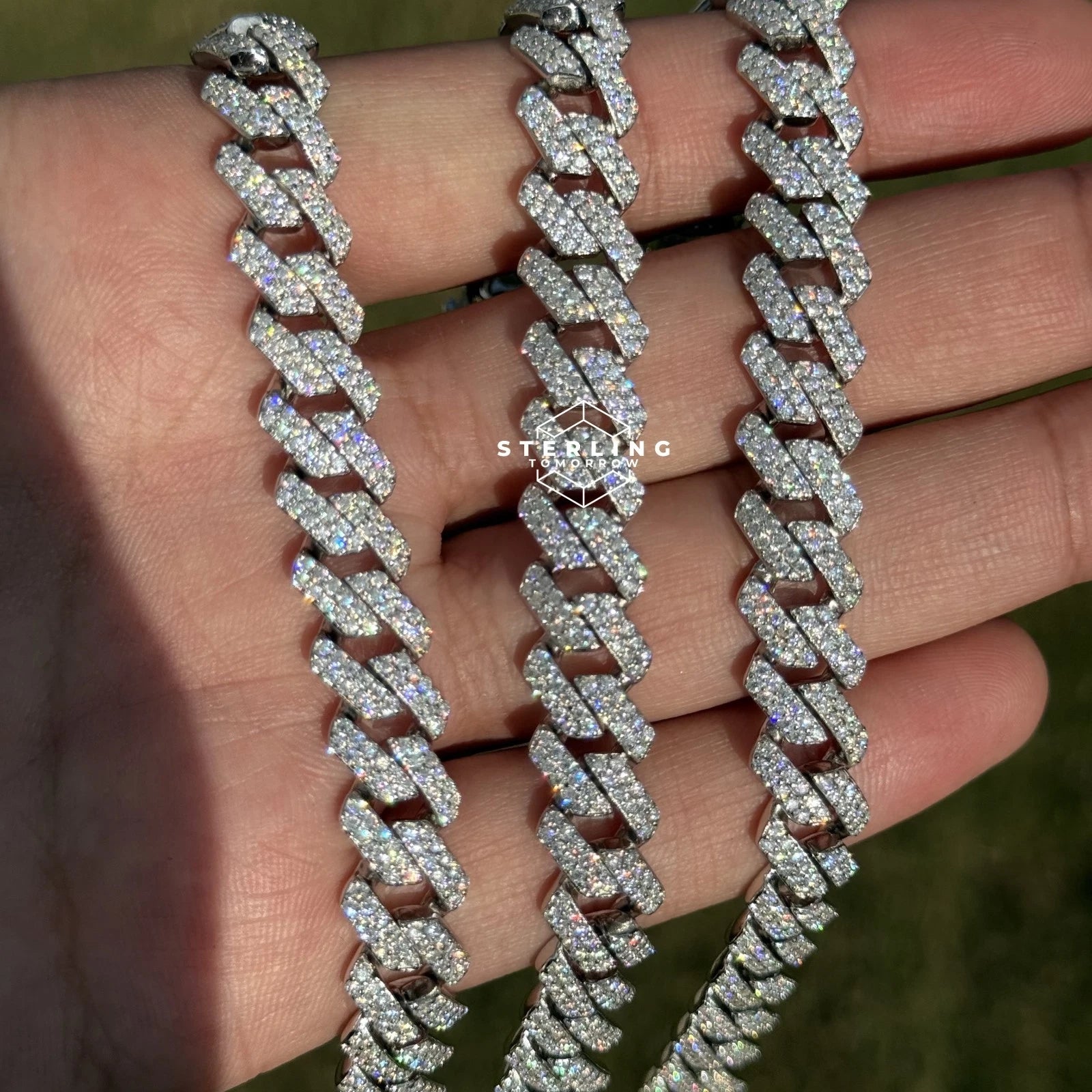 10mm Moissanite Cuban Prong Bracelet