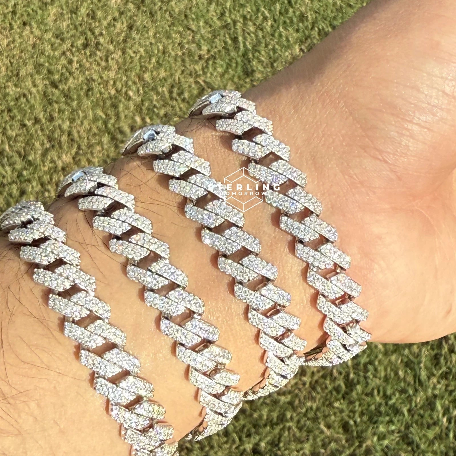 10mm Moissanite Cuban Prong Bracelet