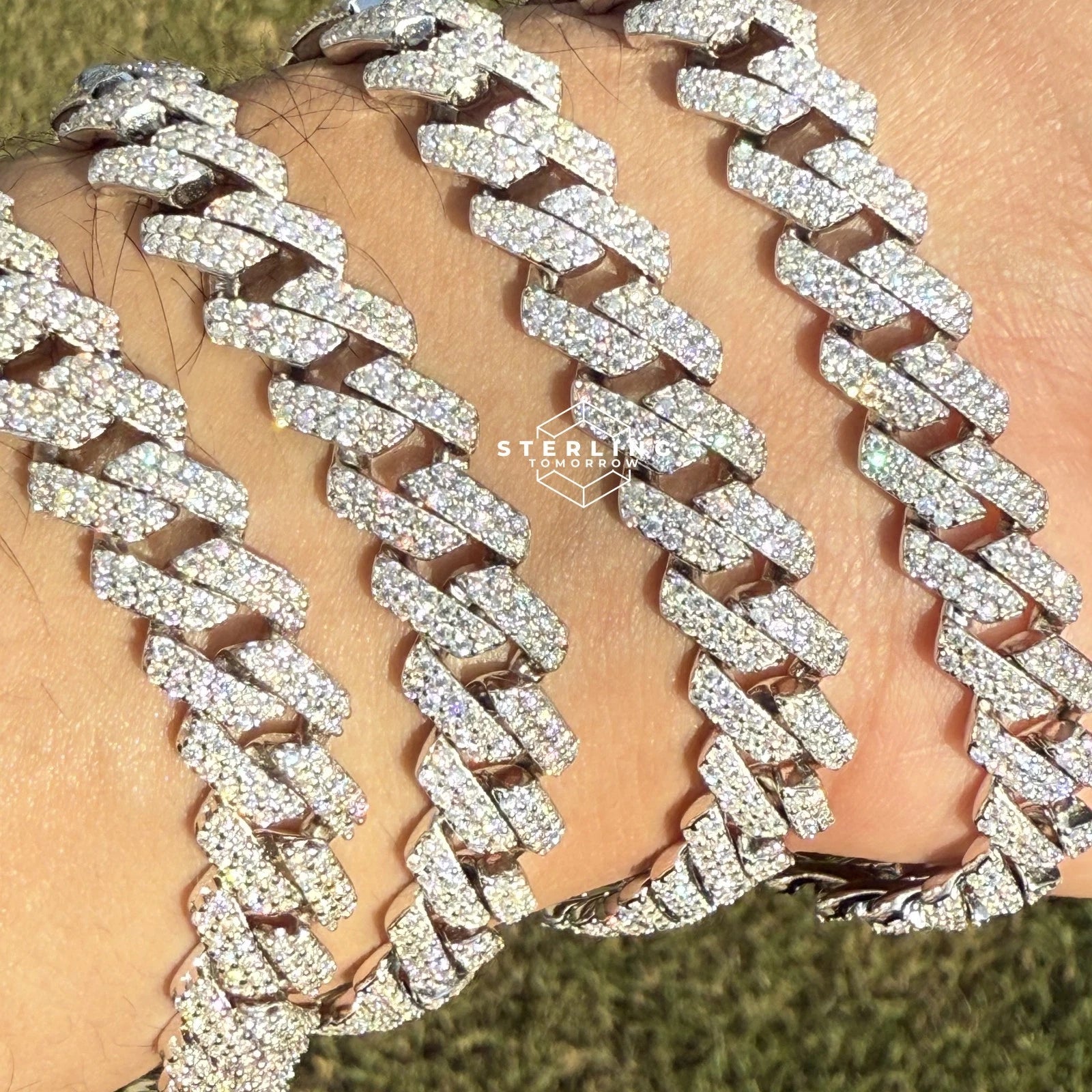 10mm Moissanite Cuban Prong Bracelet