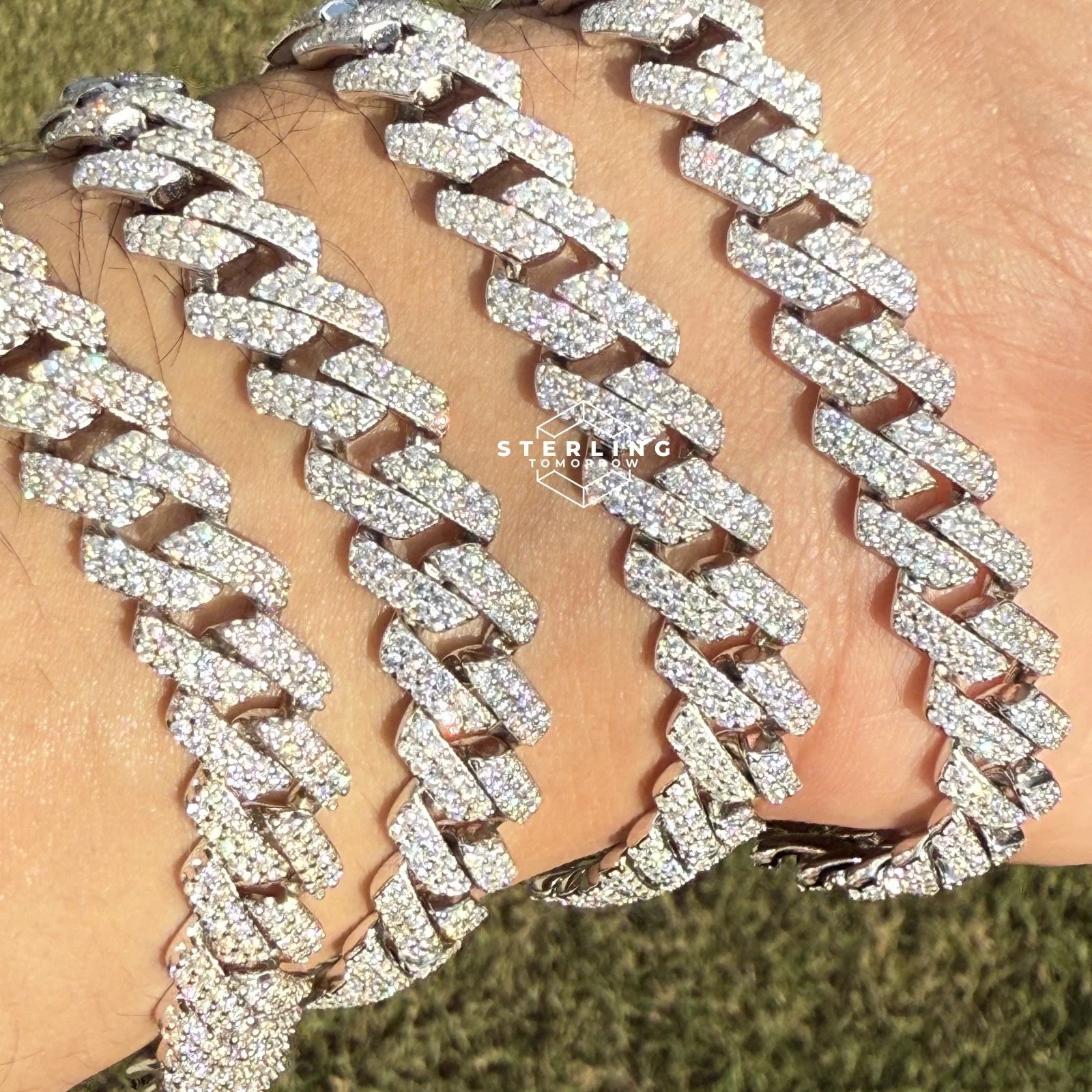 10mm Moissanite Cuban Prong Bracelet