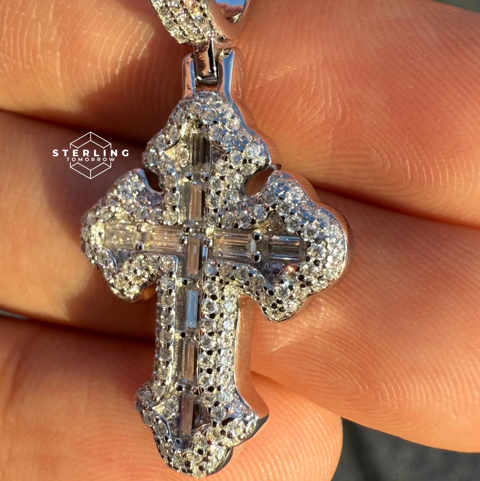 Gothic Cross Moissanite Religious Pendant