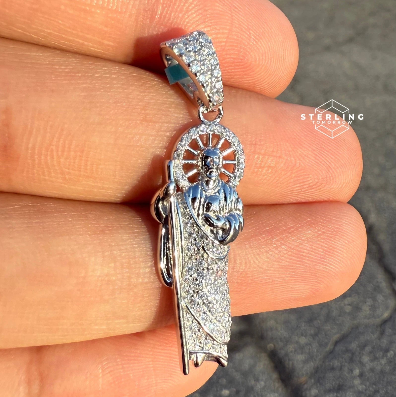 St Jude Moissanite Religious Pendant