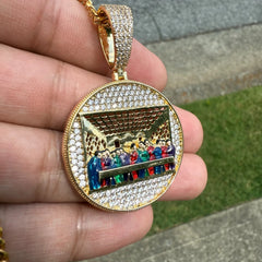 Last Supper Gold Tone Enamel Religious Pendant