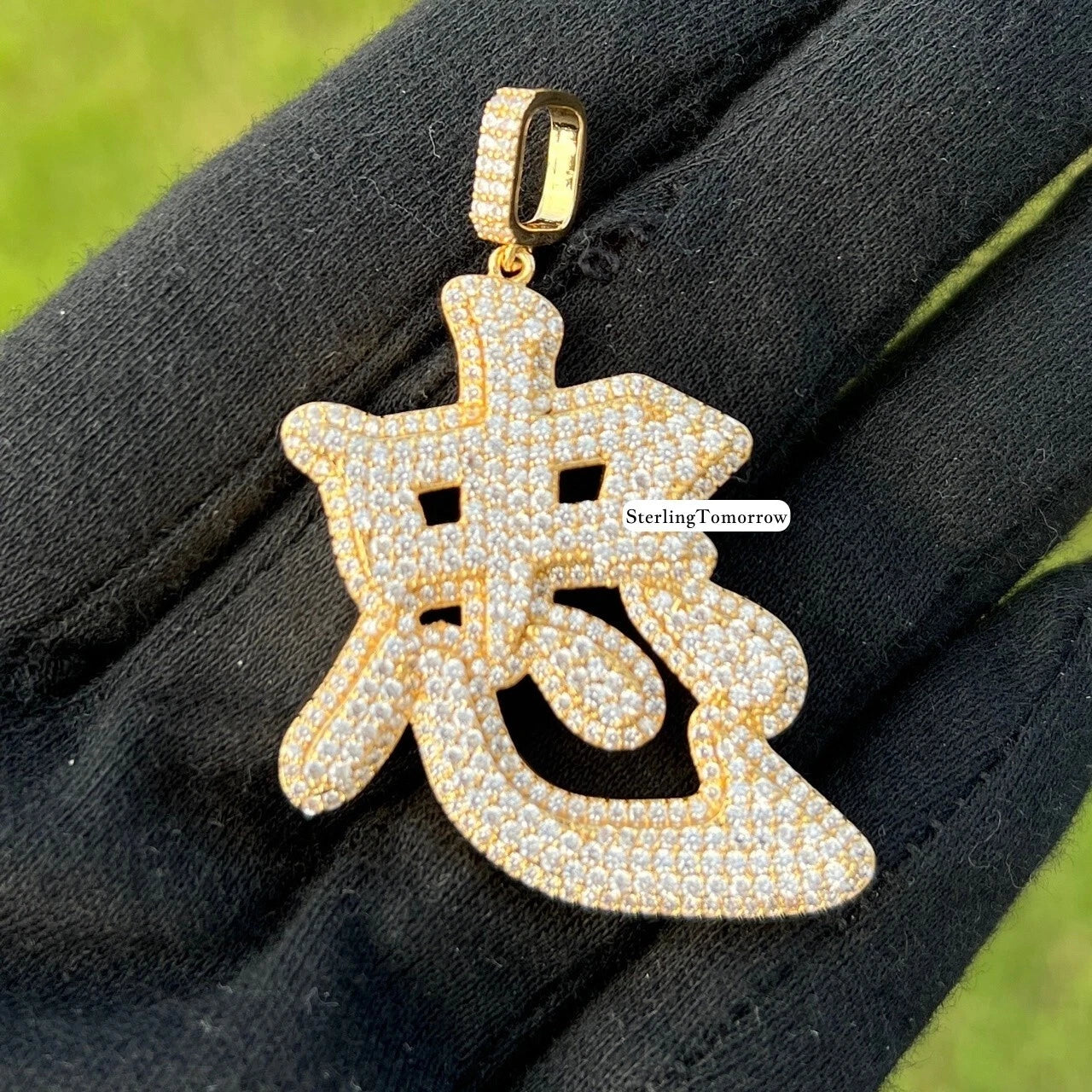 Chinese Zodiac Rat Iced Out Gold Tone Pendant