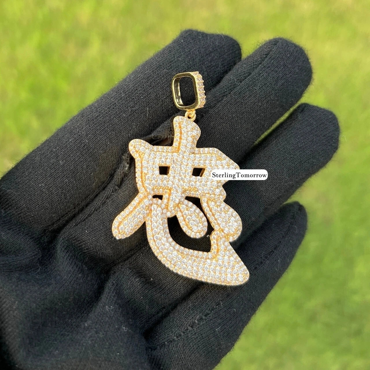 Chinese Zodiac Rat Iced Out Gold Tone Pendant