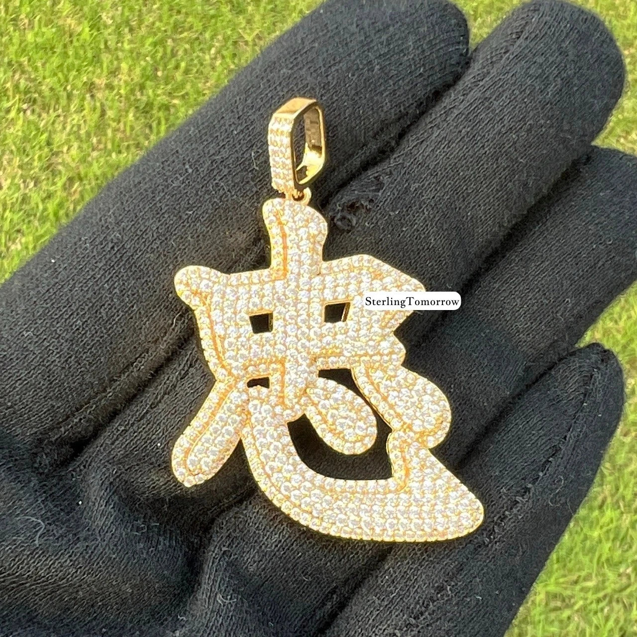 Chinese Zodiac Rat Iced Out Gold Tone Pendant