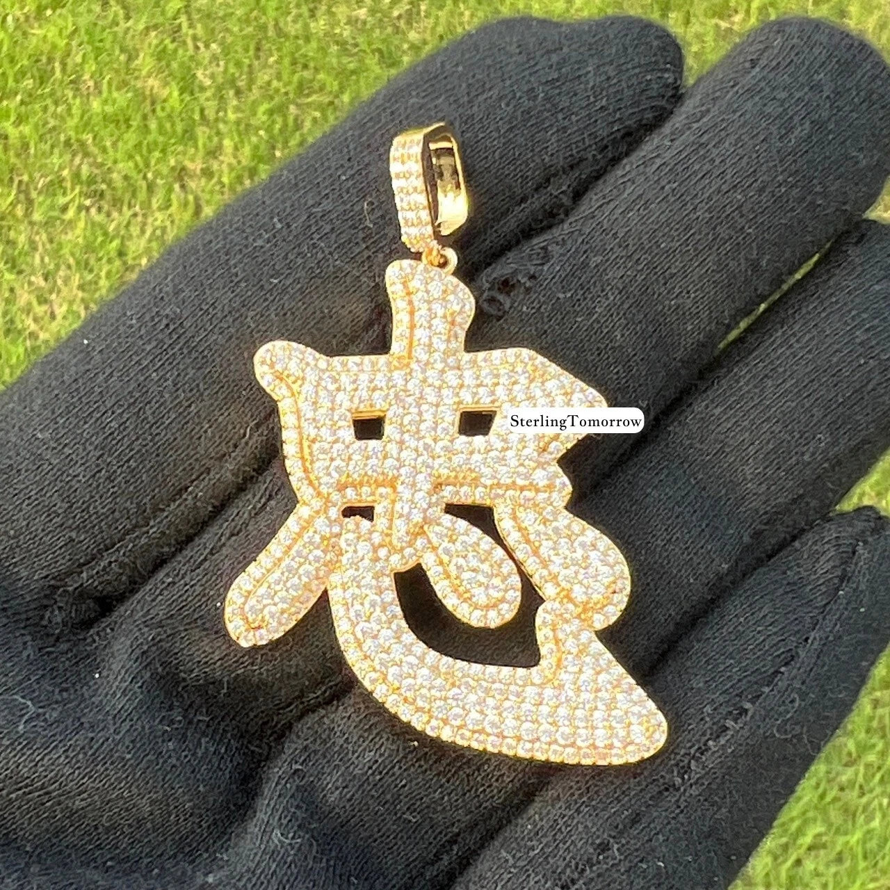 Chinese Zodiac Rat Iced Out Gold Tone Pendant