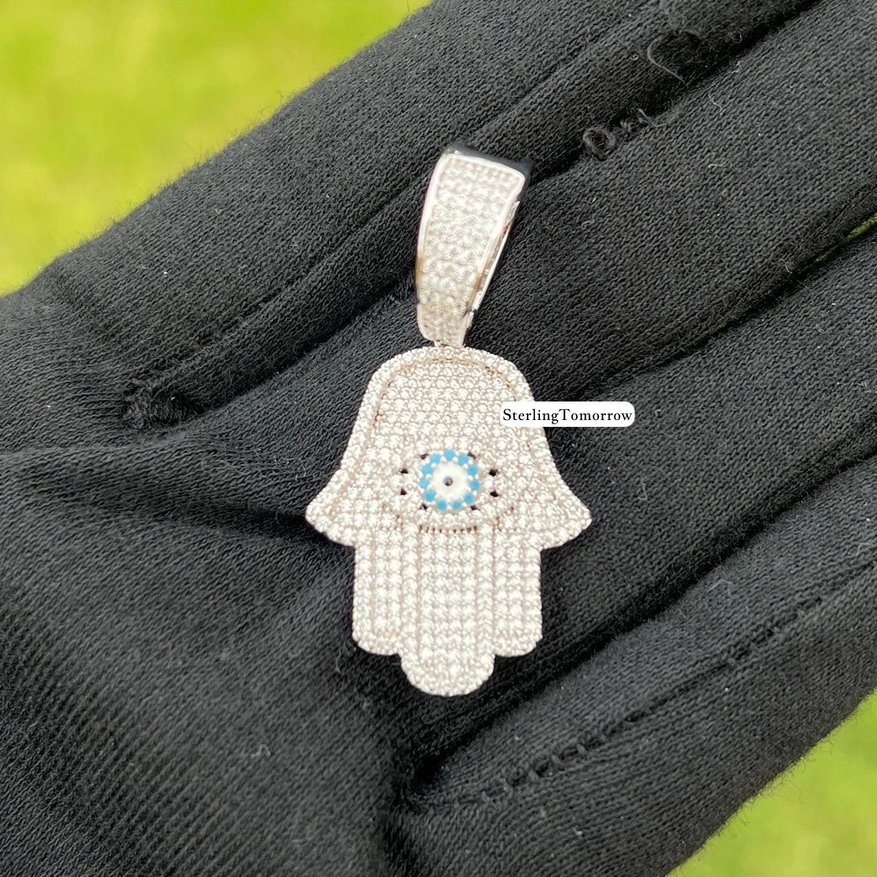 Hamsa Hand Pendant with Blue Evil Eye