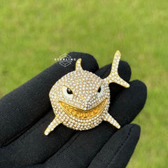 Shark Iced Out Gold Tone Stainless Steel Pendant