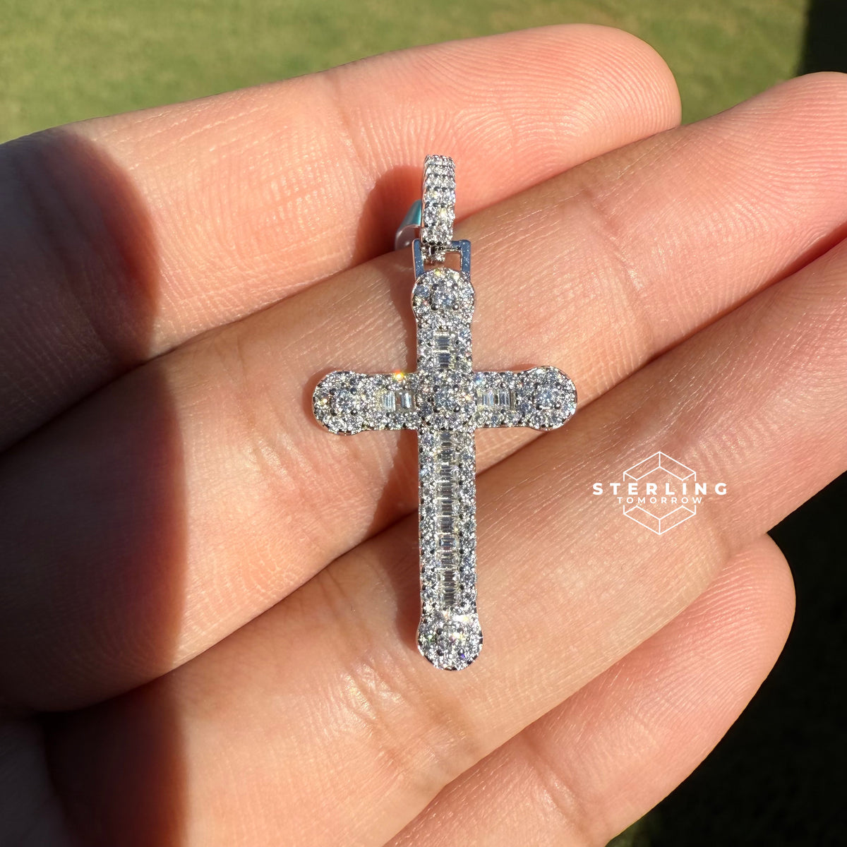 Cross Moissanite Iced Out Pendant