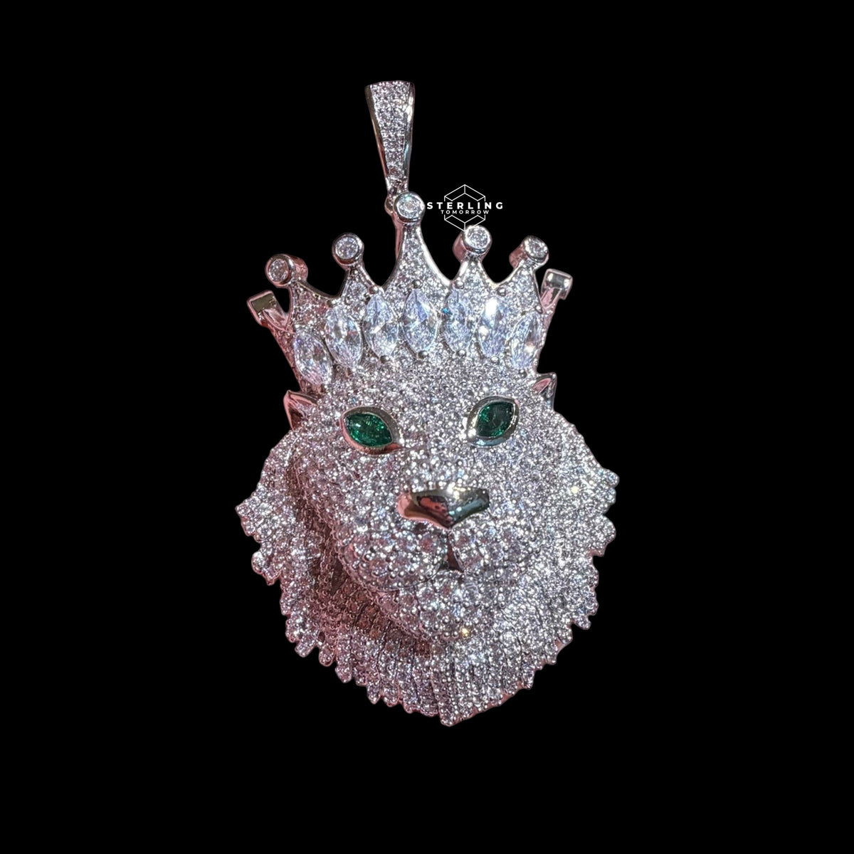 Iced Out Lion Crown Pendant