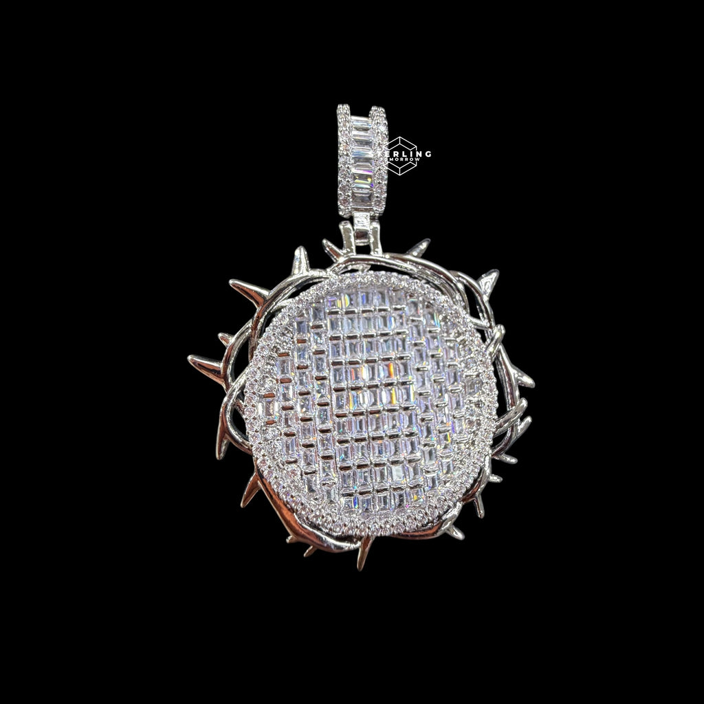 Iced Out Round Crown Thorns Pendant