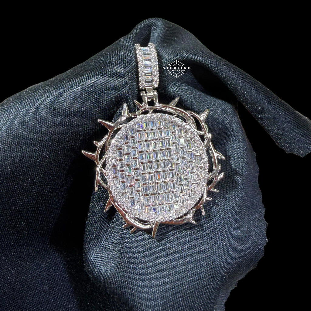 Iced Out Round Crown Thorns Pendant