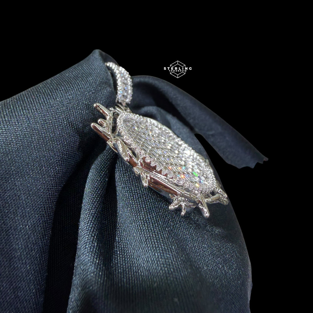 Iced Out Round Crown Thorns Pendant