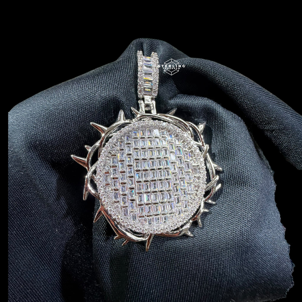 Iced Out Round Crown Thorns Pendant