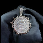 Iced Out Round Crown Thorns Pendant