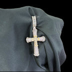 Iced Out Silver Gold Two Tone Cross Pendant