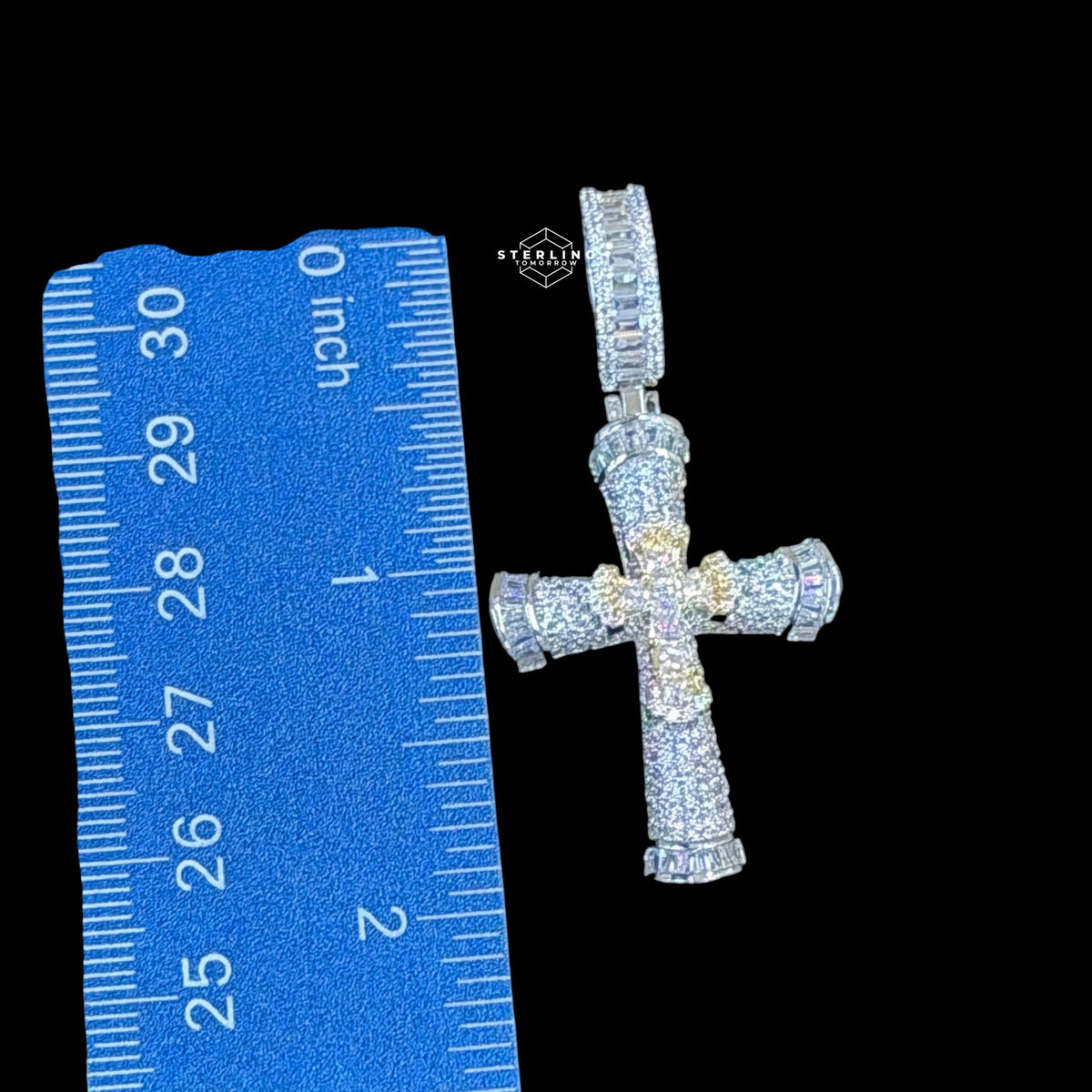 Iced Out Silver Gold Two Tone Cross Pendant