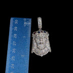Silver Iced Out Jesus Pendant, Colorful Crown CZ Diamond Jesus Face Necklace