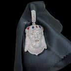 Silver Iced Out Jesus Pendant, Colorful Crown CZ Diamond Jesus Face Necklace