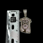 Silver Iced Out Jesus Face Pendant, CZ Diamond Jesus Head Necklace for Men