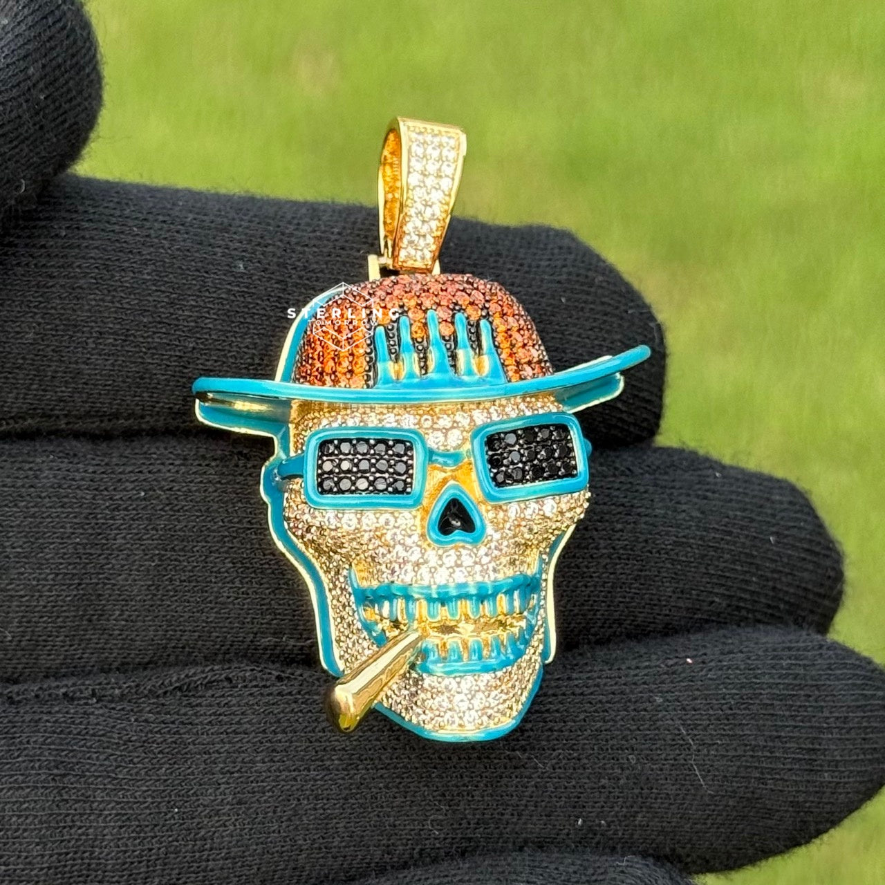 Smoking Skull Iced Out Pendant