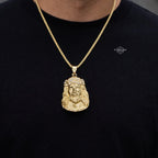 Steel Gold Jesus Head Thorns Pendant