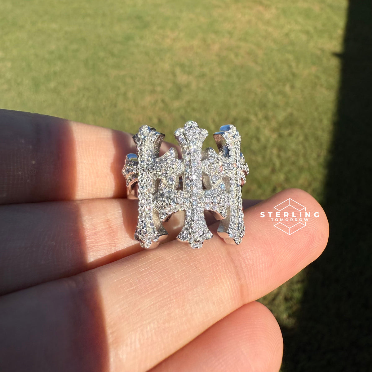 Triple Cross Moissanite Ring - Size 10