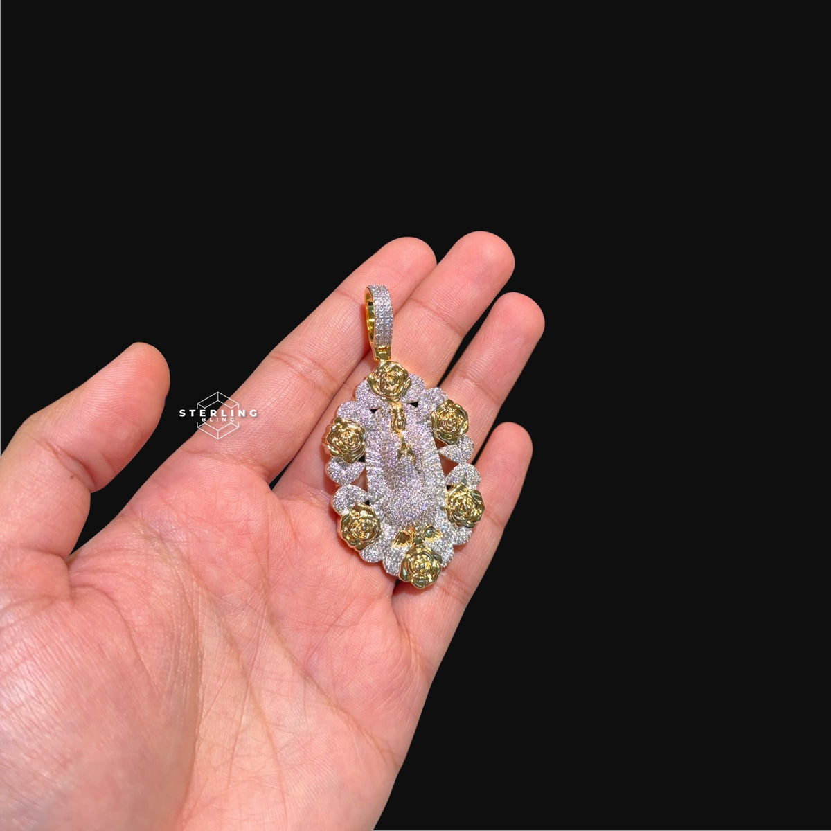Virgin Mary Pendant - 14k Gold Plated CZ