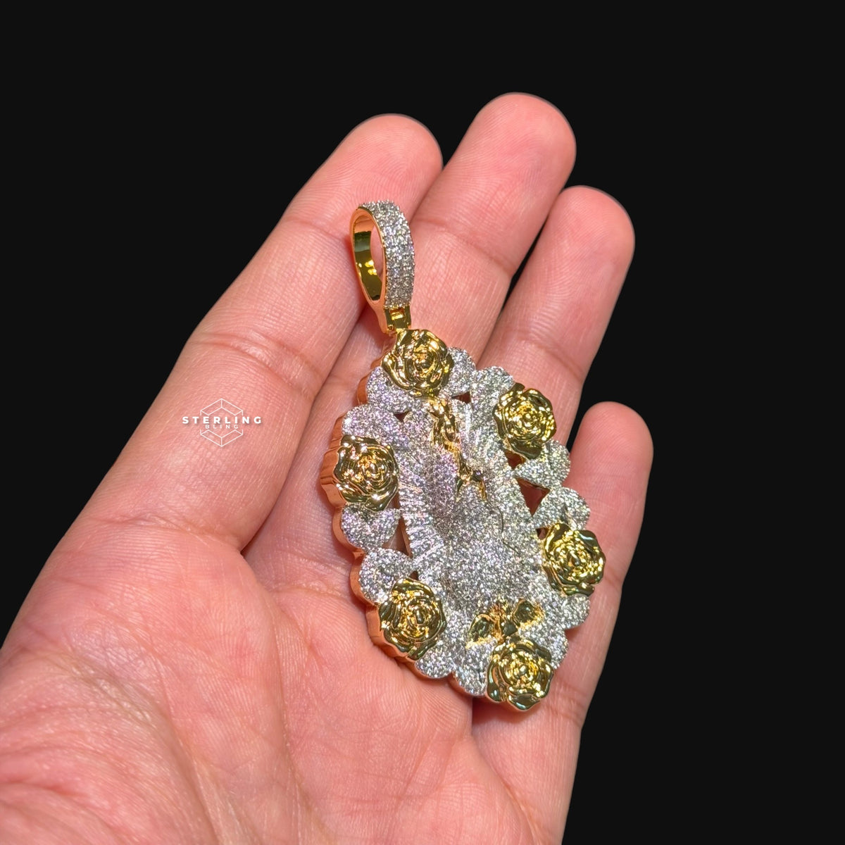 Virgin Mary Pendant - 14k Gold Plated CZ