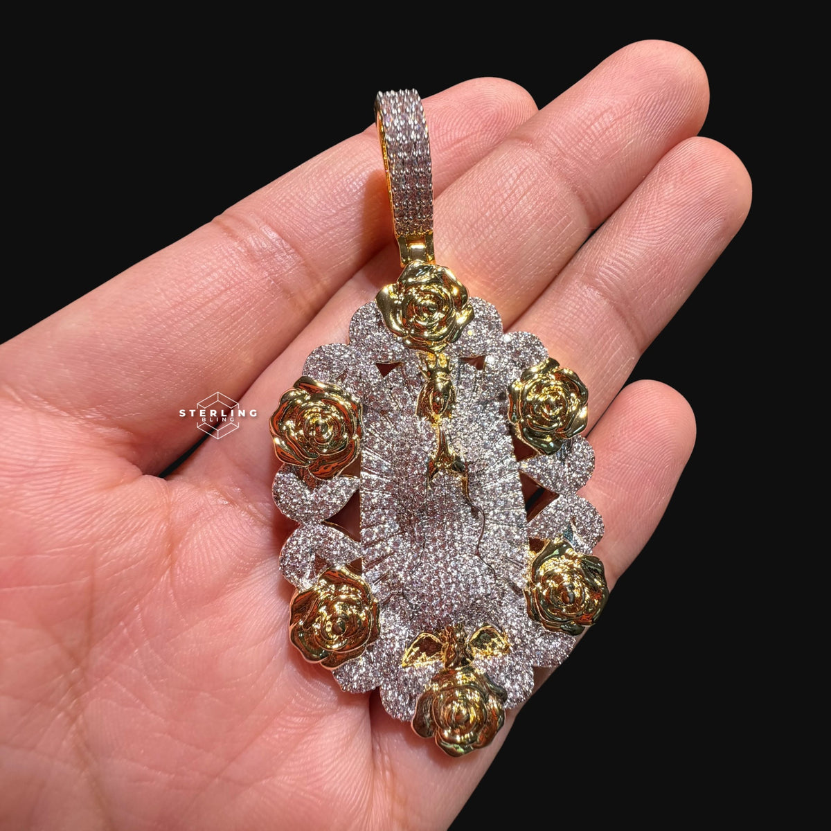 Virgin Mary Pendant - 14k Gold Plated CZ