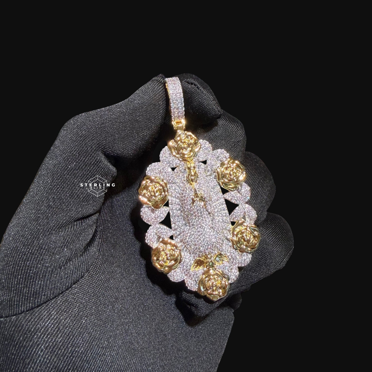Virgin Mary Pendant - 14k Gold Plated CZ