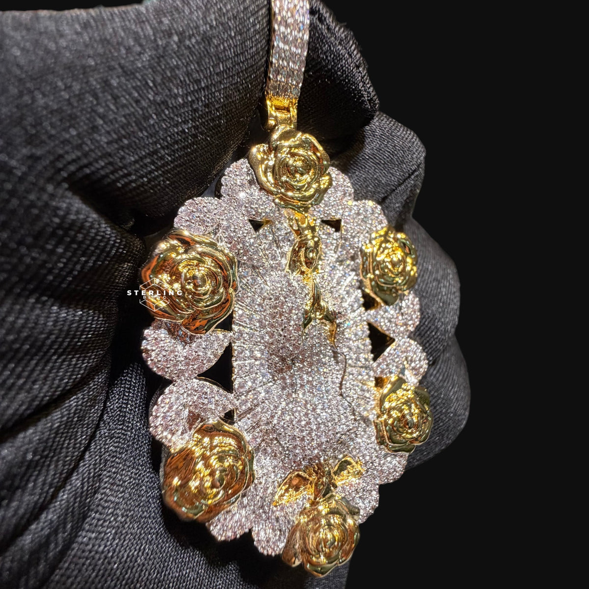Virgin Mary Pendant - 14k Gold Plated CZ