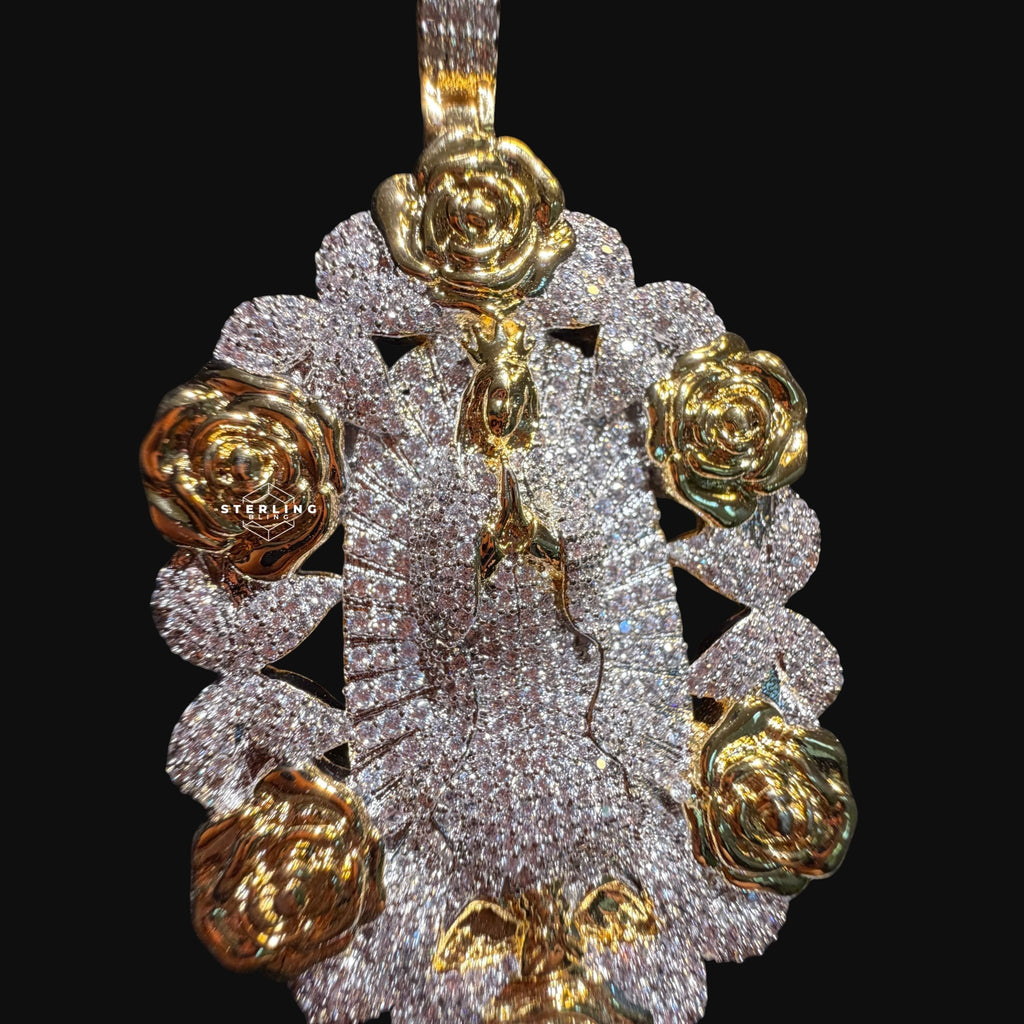 Virgin Mary Pendant - 14k Gold Plated CZ