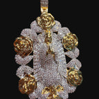 Virgin Mary Pendant - 14k Gold Plated CZ