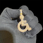 Wheelchair Symbol Iced Out Pendant - Gold Tone