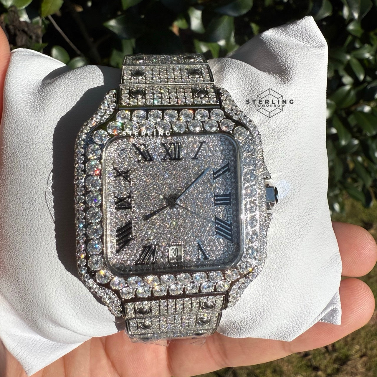 White Bustdown 40mm Moissanite Watch - Stainless Steel